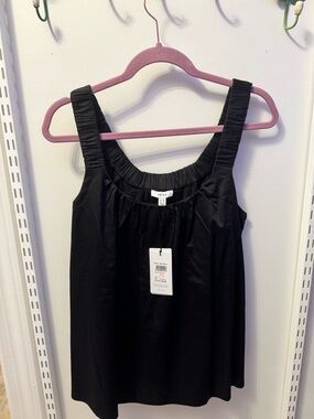 Reiss Black Ruched-Strap Sleeveless Top